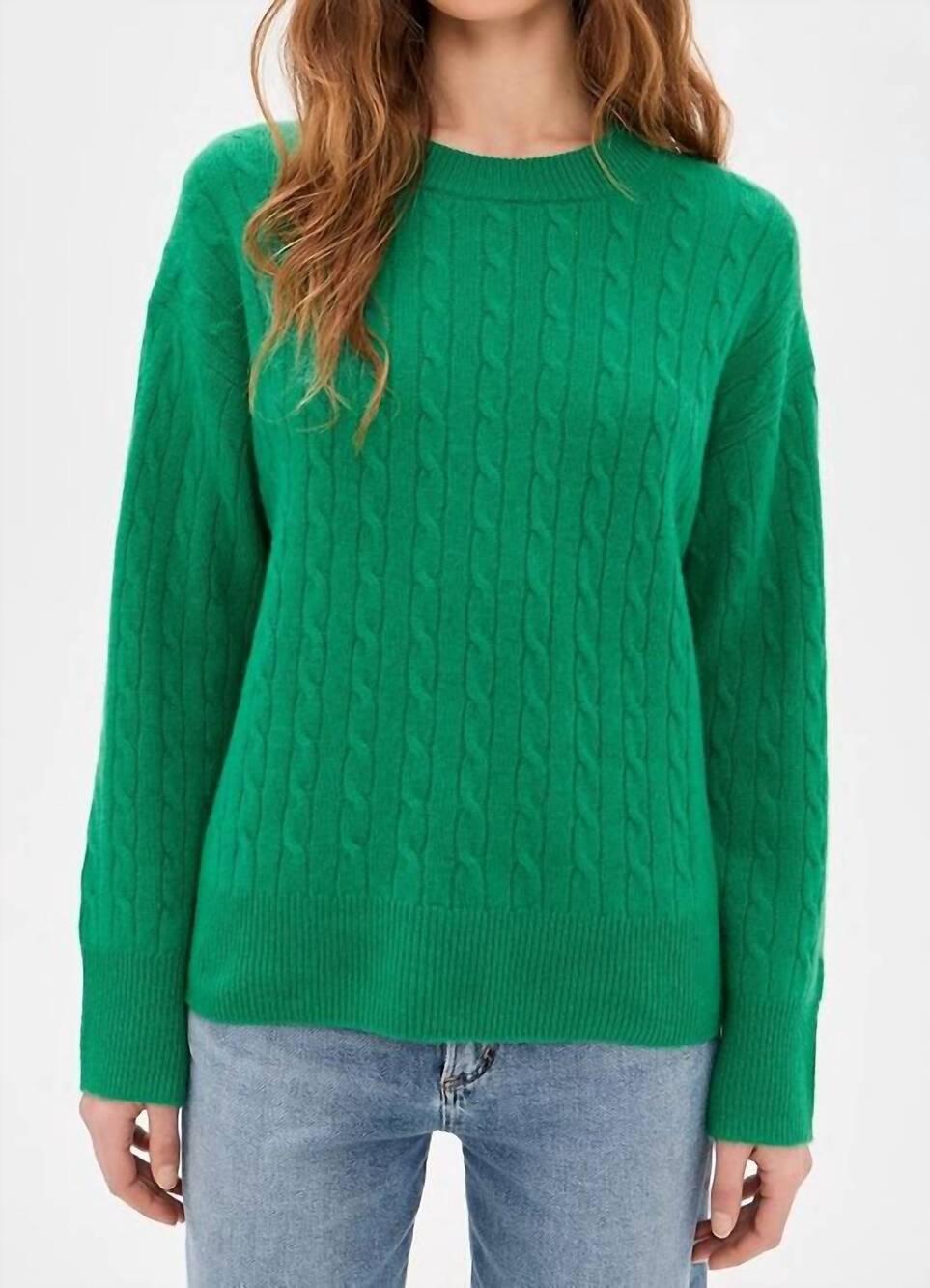 NEW ALEX MILL crewneck cashmere cable sweater in verde
